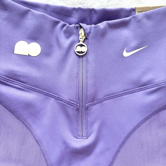 NIKE X Naomi Osaka Tight Fit Front Zipper Purple Mesh Biker Shorts--XS - Picture 4 of 15